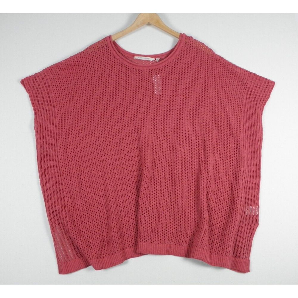 Soft Surroundings‎ Knit Top Womens M Cotton Linen Blend Pink Cap Sleeve